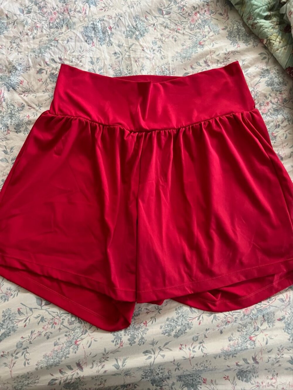Halara High Waisted Flowy 2-in-1 Shorts XL Long Red Built-In Brief